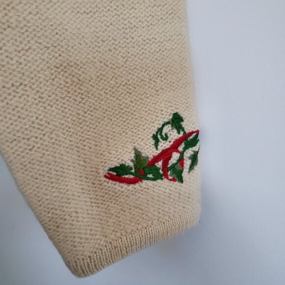 SUSAN BRISTOL Embroidered Christmas Sweater Wool Cardigan Button Down Boxy MED - Picture 2 of 8